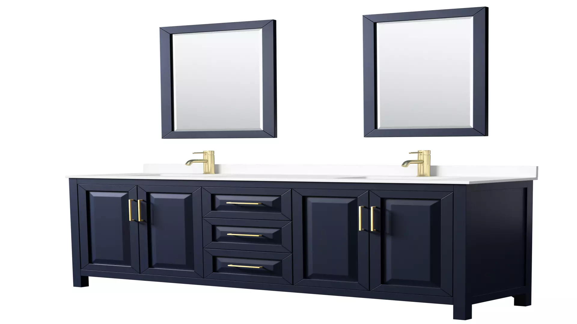 Daria 80 Inch Double Bathroom Vanity in Dark Blue, White Cultured Marble Countertop, Undermount Square Sinks, 24 Inch Mirrors material