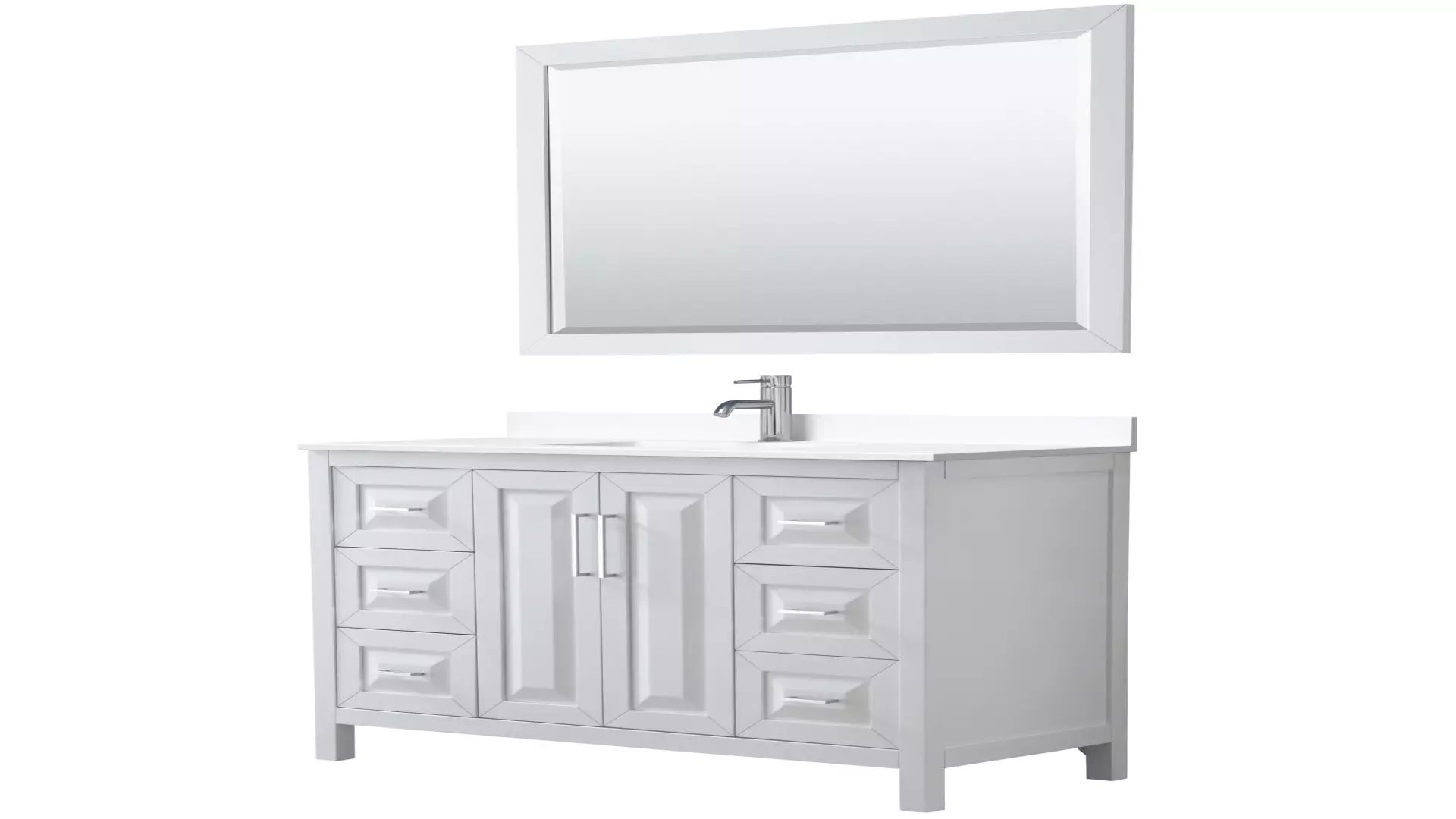Daria 48 Inch Single Bathroom Vanity in White, White Cultured Marble Countertop, Undermount Square Sink, 46 Inch Mirror material