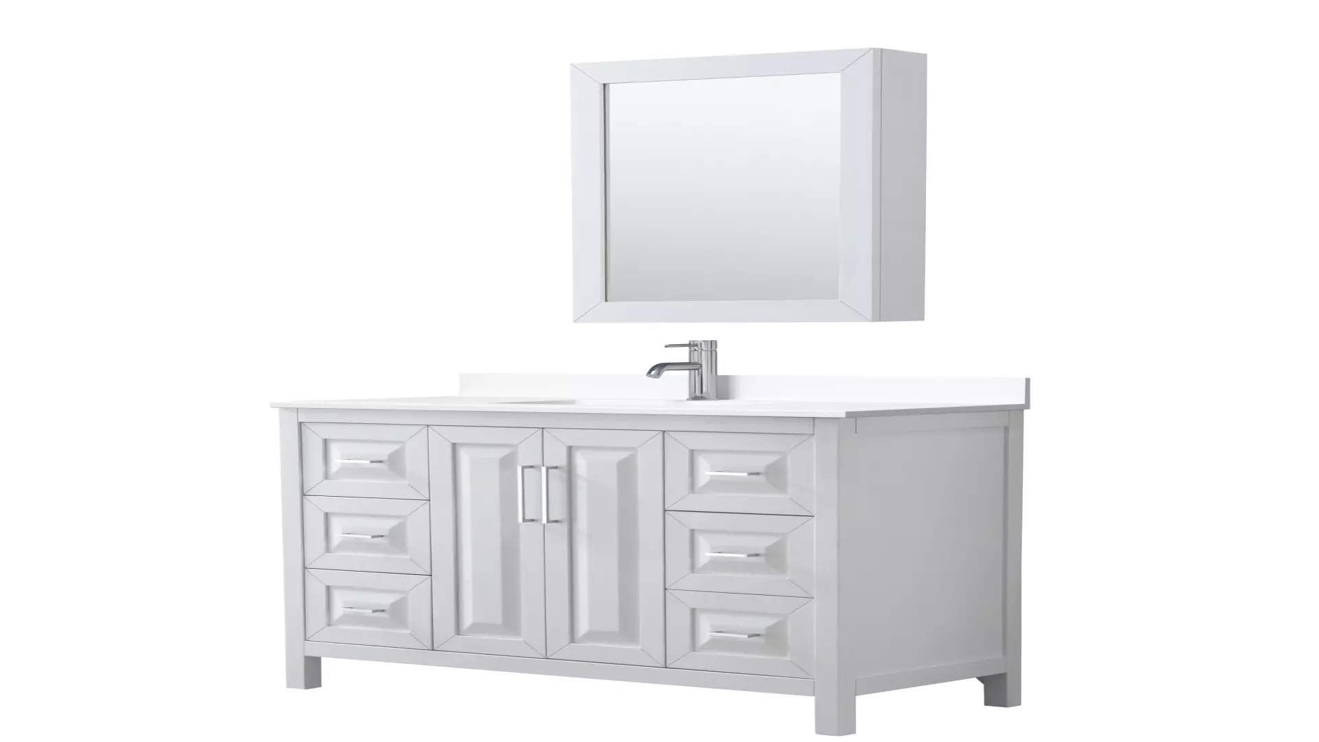 Daria 48 Inch Single Bathroom Vanity in White, White Cultured Marble Countertop, Undermount Square Sink, Medicine Cabinet material