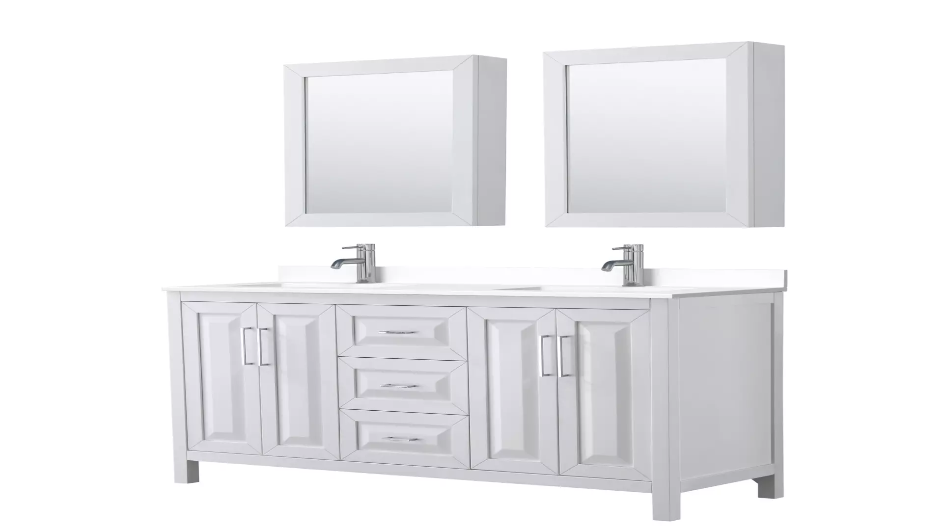 Daria 60 Inch Double Bathroom Vanity in White, White Cultured Marble Countertop, Undermount Square Sinks, Medicine Cabinets material