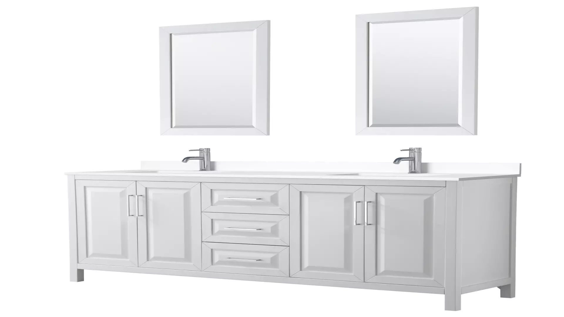 Daria 80 Inch Double Bathroom Vanity in White, White Cultured Marble Countertop, Undermount Square Sinks, 24 Inch Mirrors material