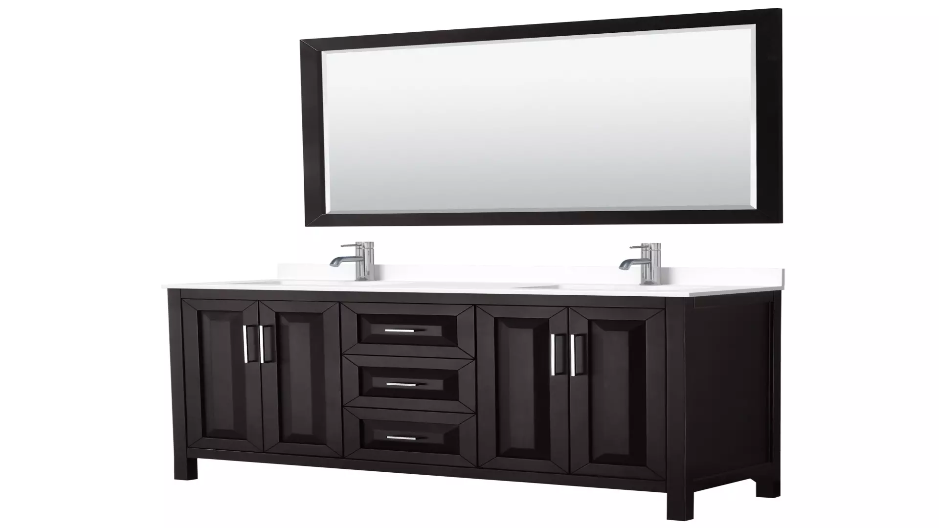 Daria 60 Inch Double Bathroom Vanity in Dark Espresso, White Cultured Marble Countertop, Undermount Square Sinks, 58 Inch Mirror material