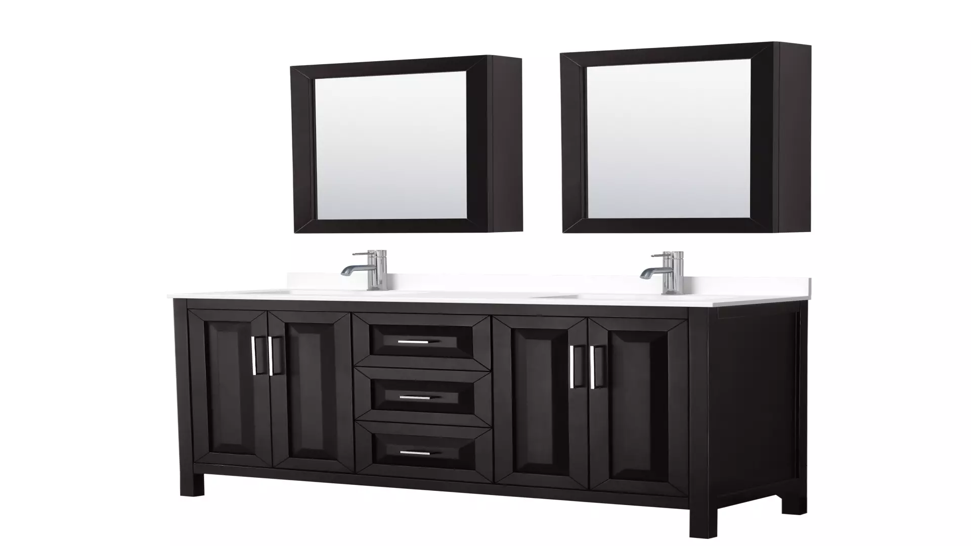 Daria 60 Inch Double Bathroom Vanity in Dark Espresso, White Cultured Marble Countertop, Undermount Square Sinks, Medicine Cabinets material