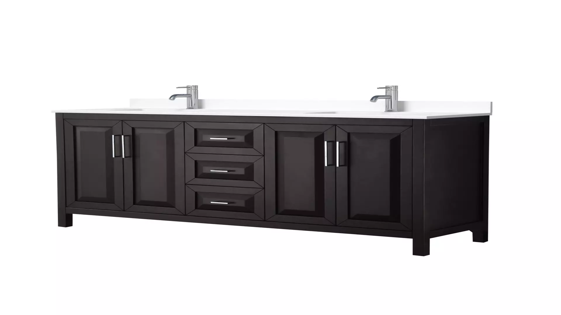 Daria 72 Inch Double Bathroom Vanity in Dark Espresso, White Cultured Marble Countertop, Undermount Square Sinks, No Mirror material