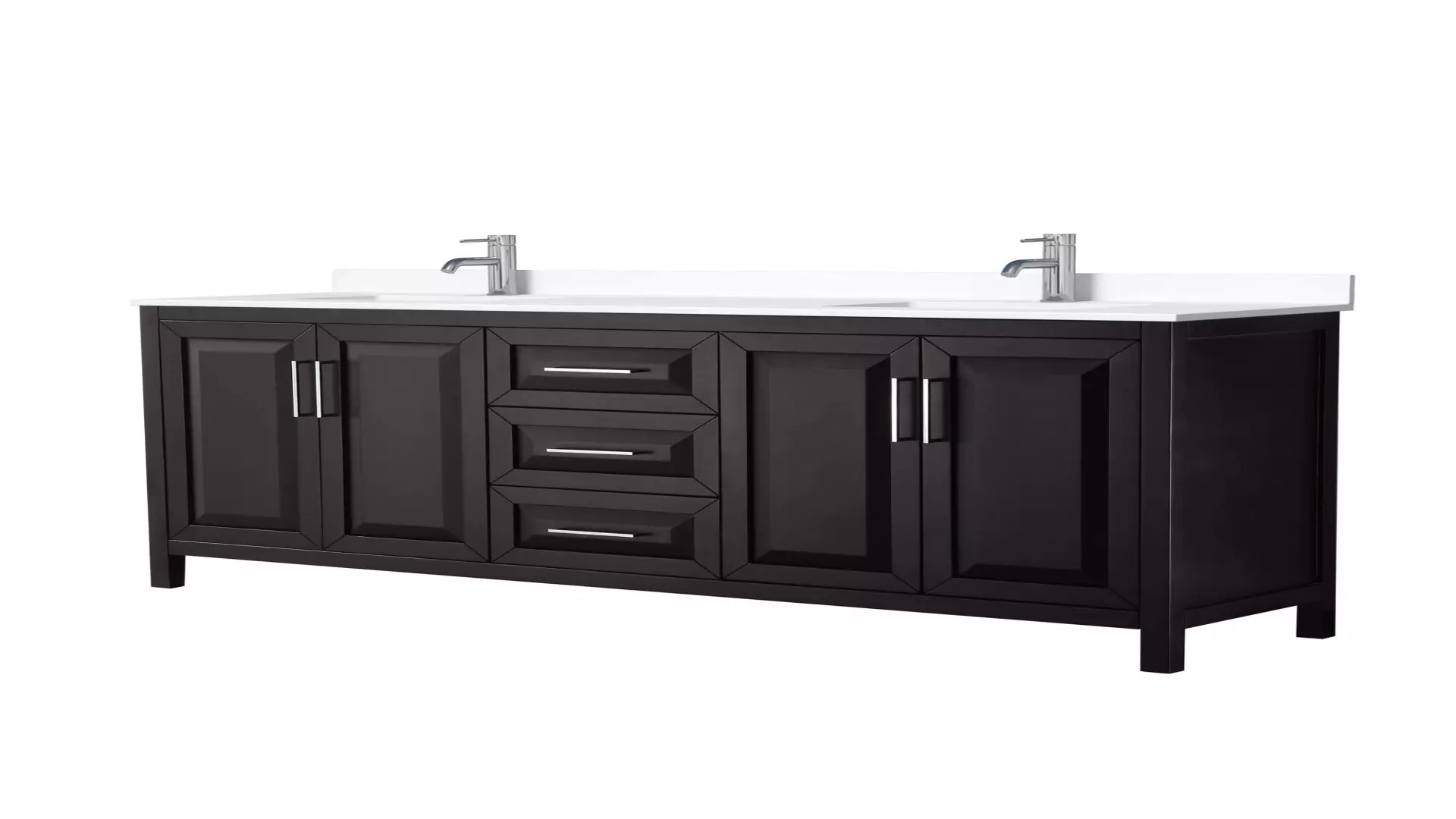Daria 80 Inch Double Bathroom Vanity in Dark Espresso, White Cultured Marble Countertop, Undermount Square Sinks, No Mirror material