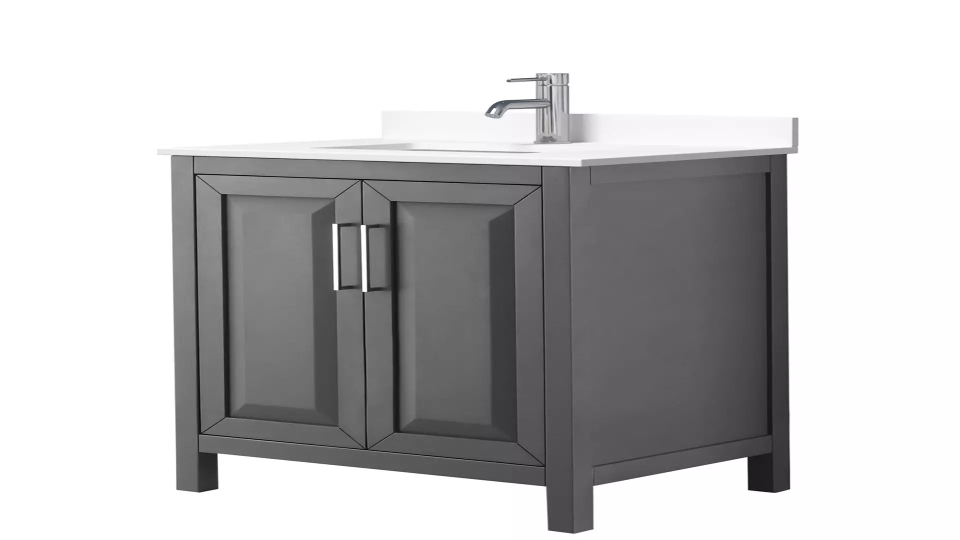 Daria 30 Inch Single Bathroom Vanity in Dark Gray, White Cultured Marble Countertop, Undermount Square Sink, No Mirror material