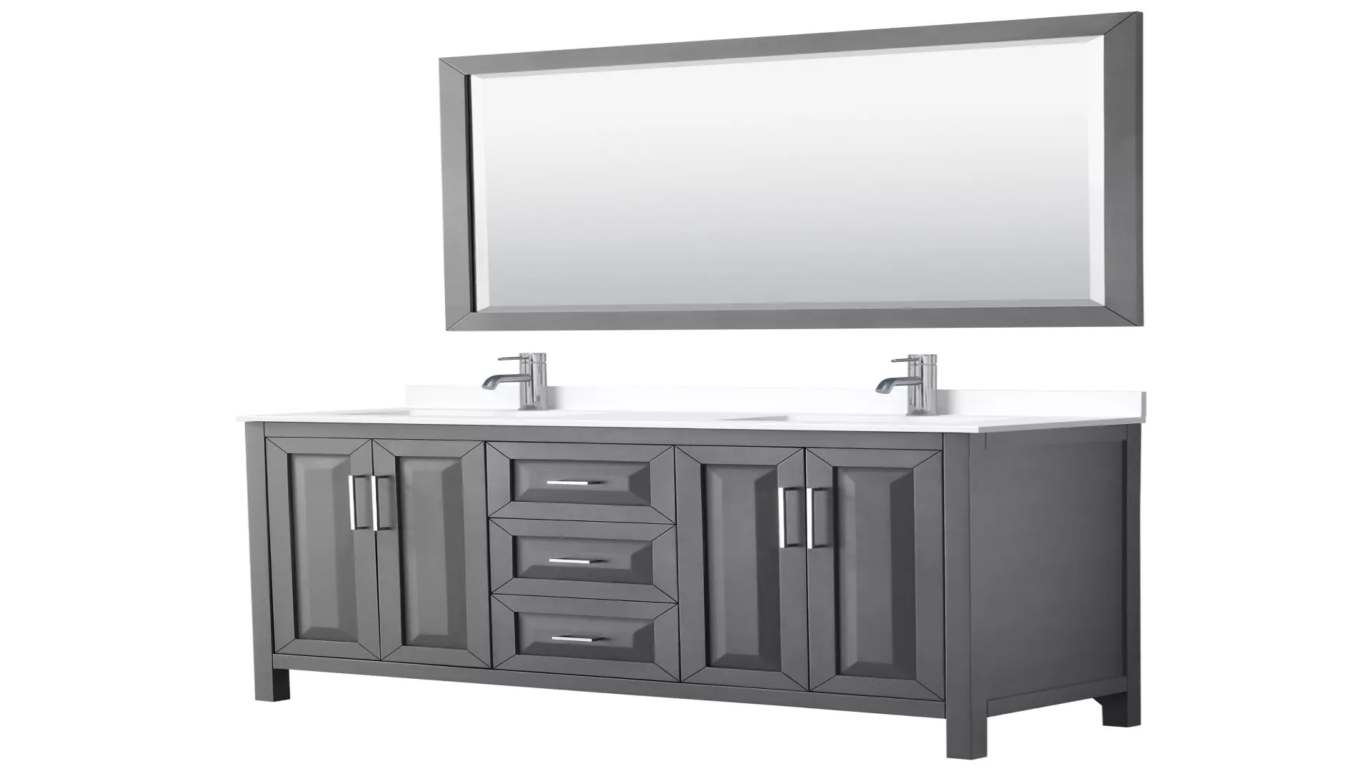 Daria 60 Inch Double Bathroom Vanity in Dark Gray, White Cultured Marble Countertop, Undermount Square Sinks, 58 Inch Mirror material