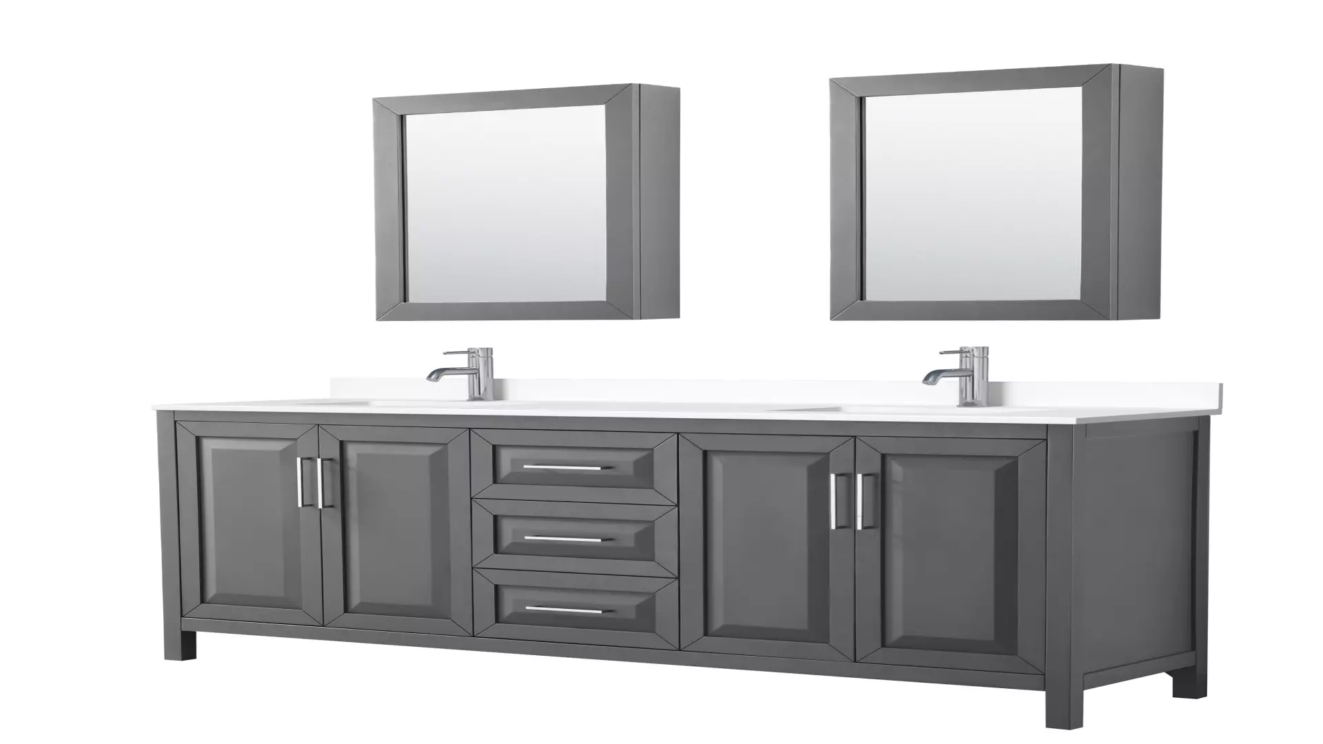 Daria 80 Inch Double Bathroom Vanity in Dark Gray, White Cultured Marble Countertop, Undermount Square Sinks, Medicine Cabinets material