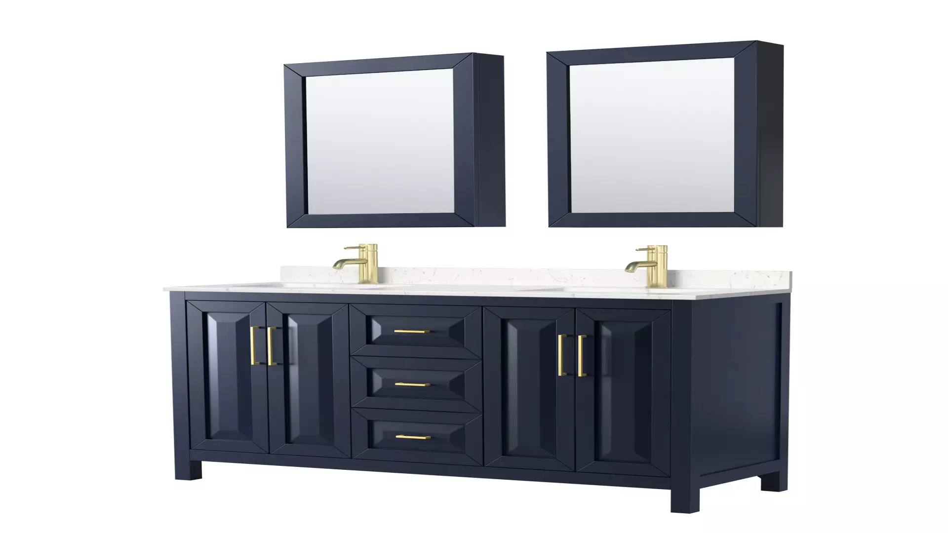 Daria 60 Inch Double Bathroom Vanity in Dark Blue, Carrara Cultured Marble Countertop, Undermount Square Sinks, Medicine Cabinets material