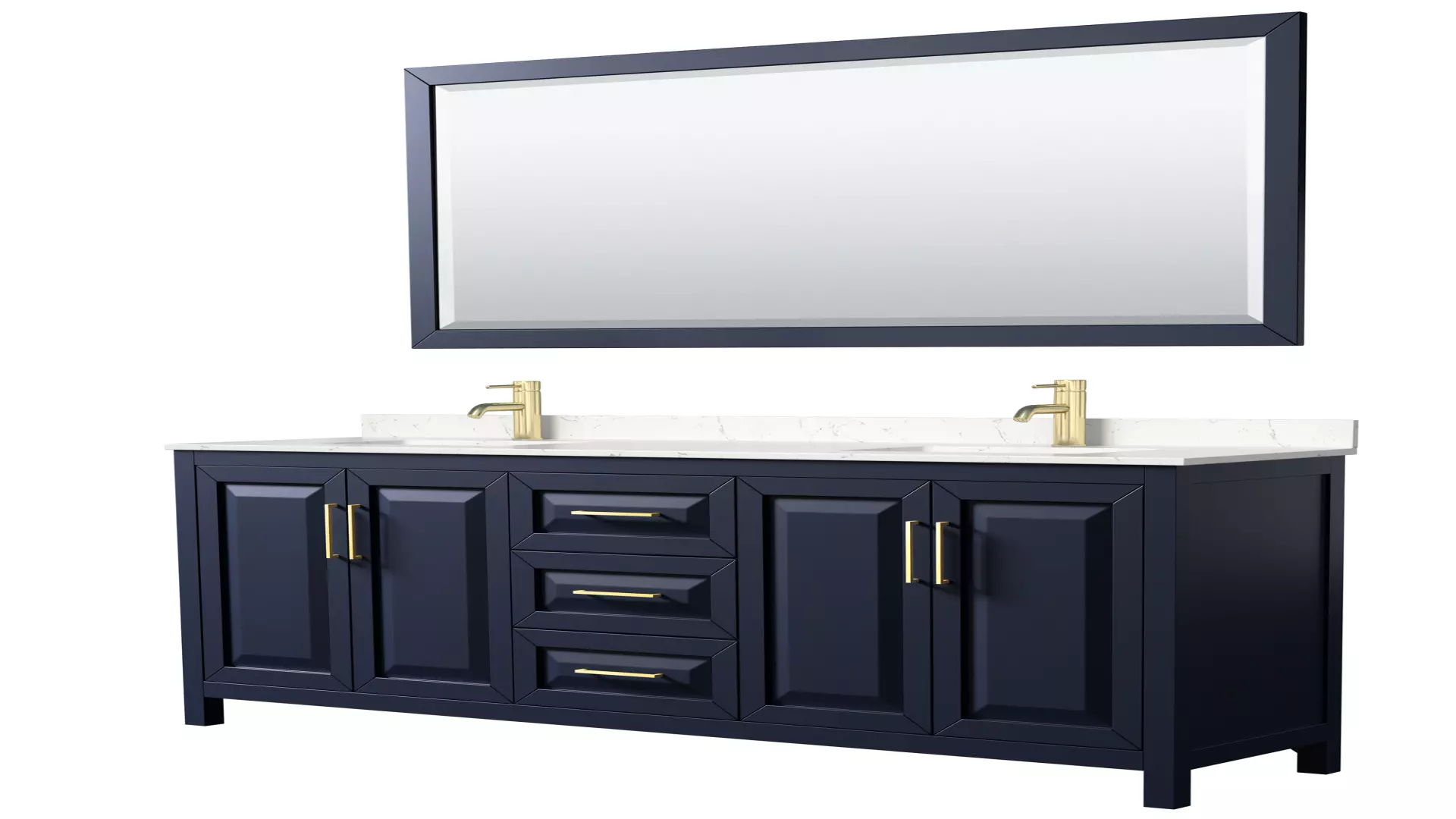 Daria 80 Inch Double Bathroom Vanity in Dark Blue, Carrara Cultured Marble Countertop, Undermount Square Sinks, 70 Inch Mirror material