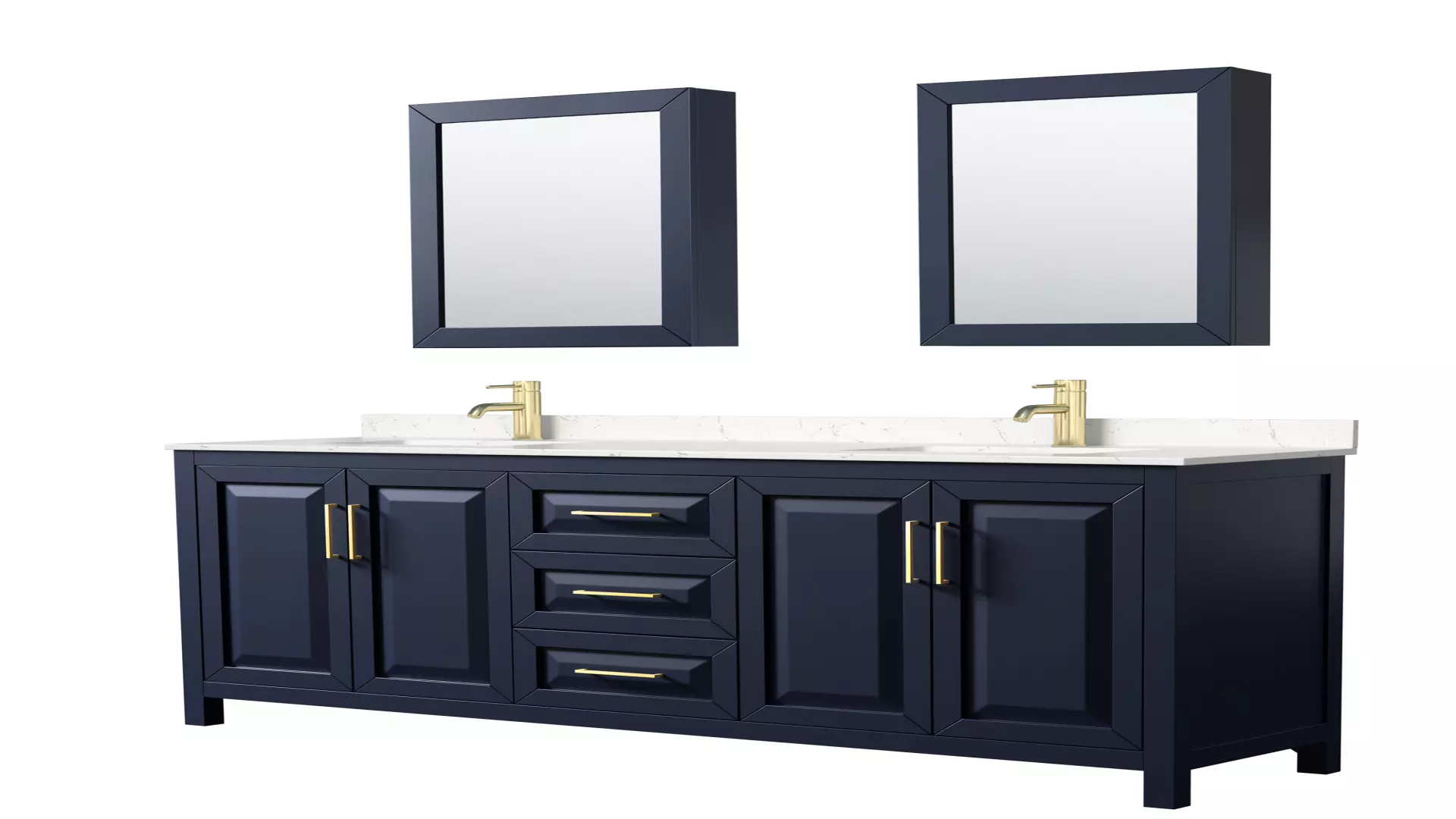 Daria 80 Inch Double Bathroom Vanity in Dark Blue, Carrara Cultured Marble Countertop, Undermount Square Sinks, Medicine Cabinets material