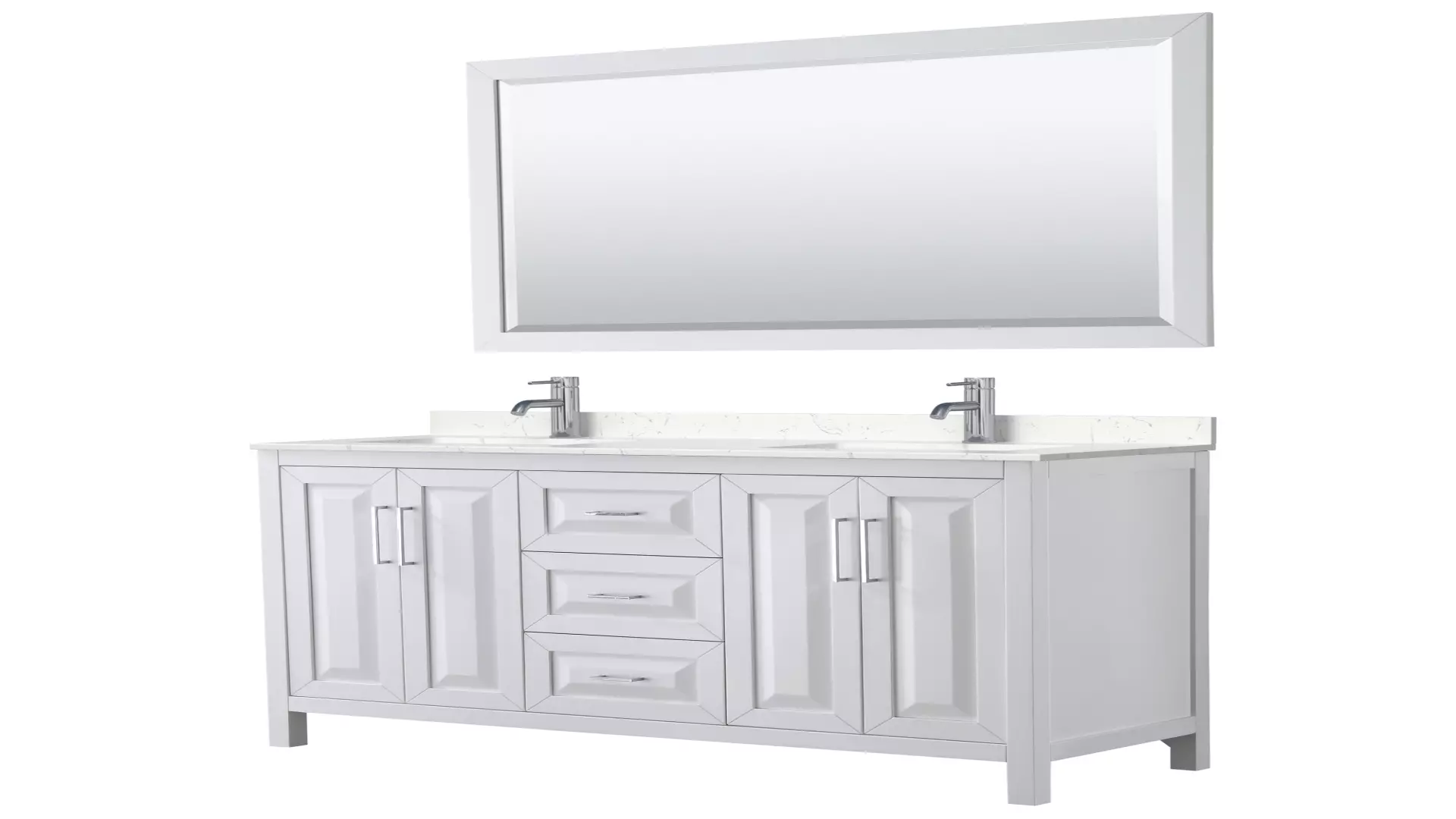 Daria 60 Inch Double Bathroom Vanity in White, Carrara Cultured Marble Countertop, Undermount Square Sinks, 58 Inch Mirror material
