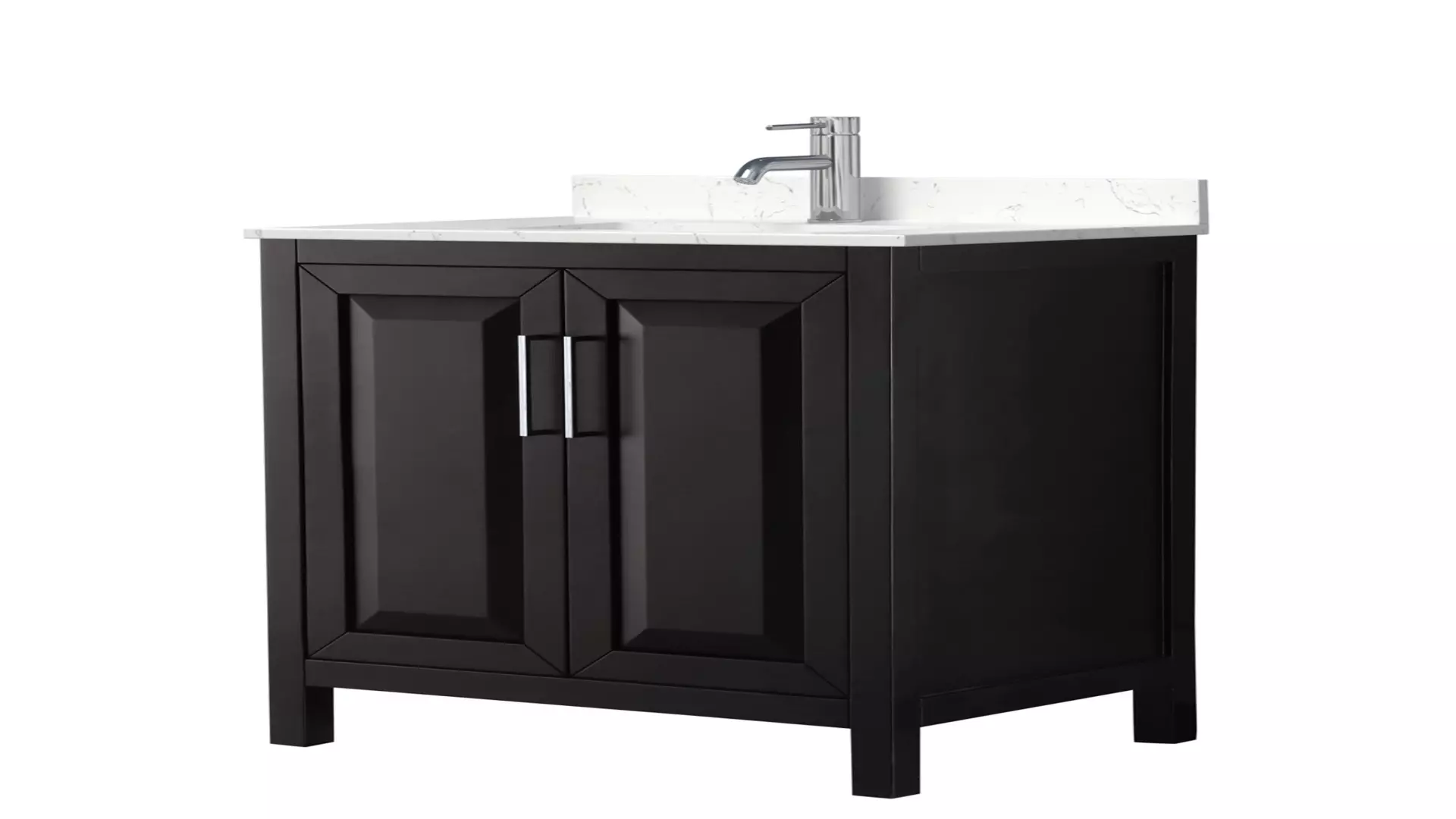 Daria 30 Inch Single Bathroom Vanity in Dark Espresso, Carrara Cultured Marble Countertop, Undermount Square Sink, No Mirror material