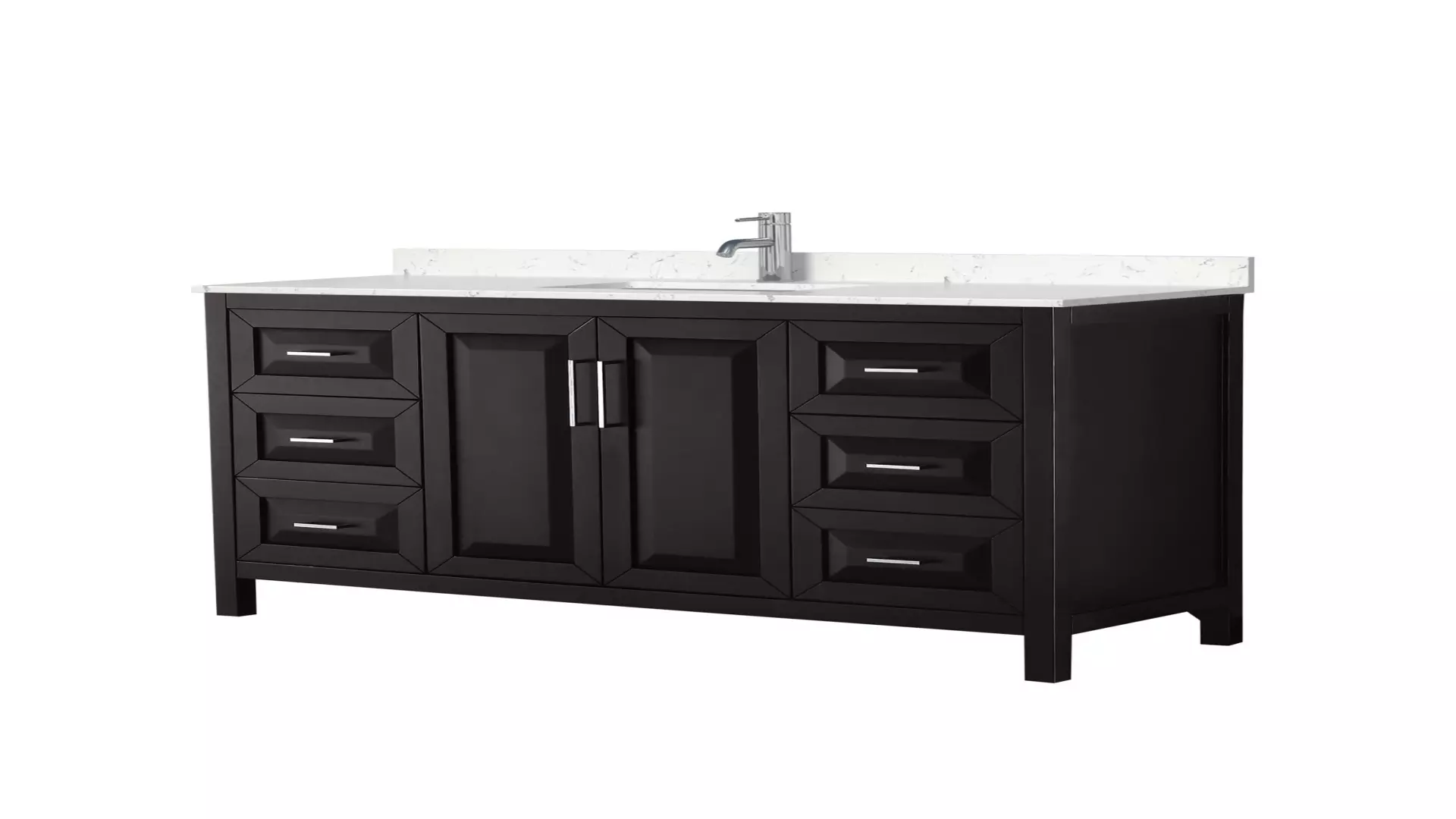 Daria 60 Inch Single Bathroom Vanity in Dark Espresso, Carrara Cultured Marble Countertop, Undermount Square Sink, No Mirror material
