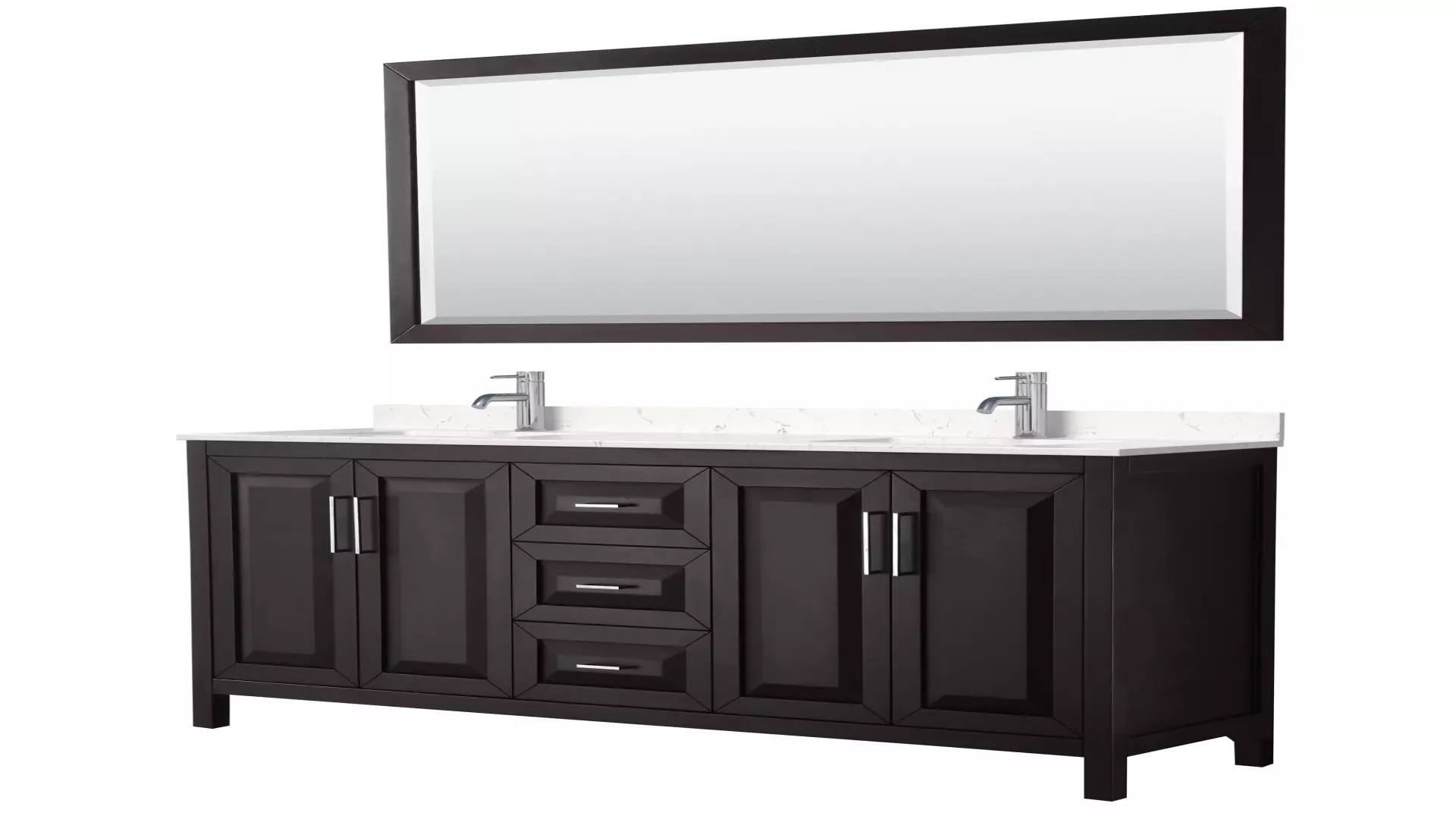 Daria 72 Inch Double Bathroom Vanity in Dark Espresso, Carrara Cultured Marble Countertop, Undermount Square Sinks, 70 Inch Mirror material