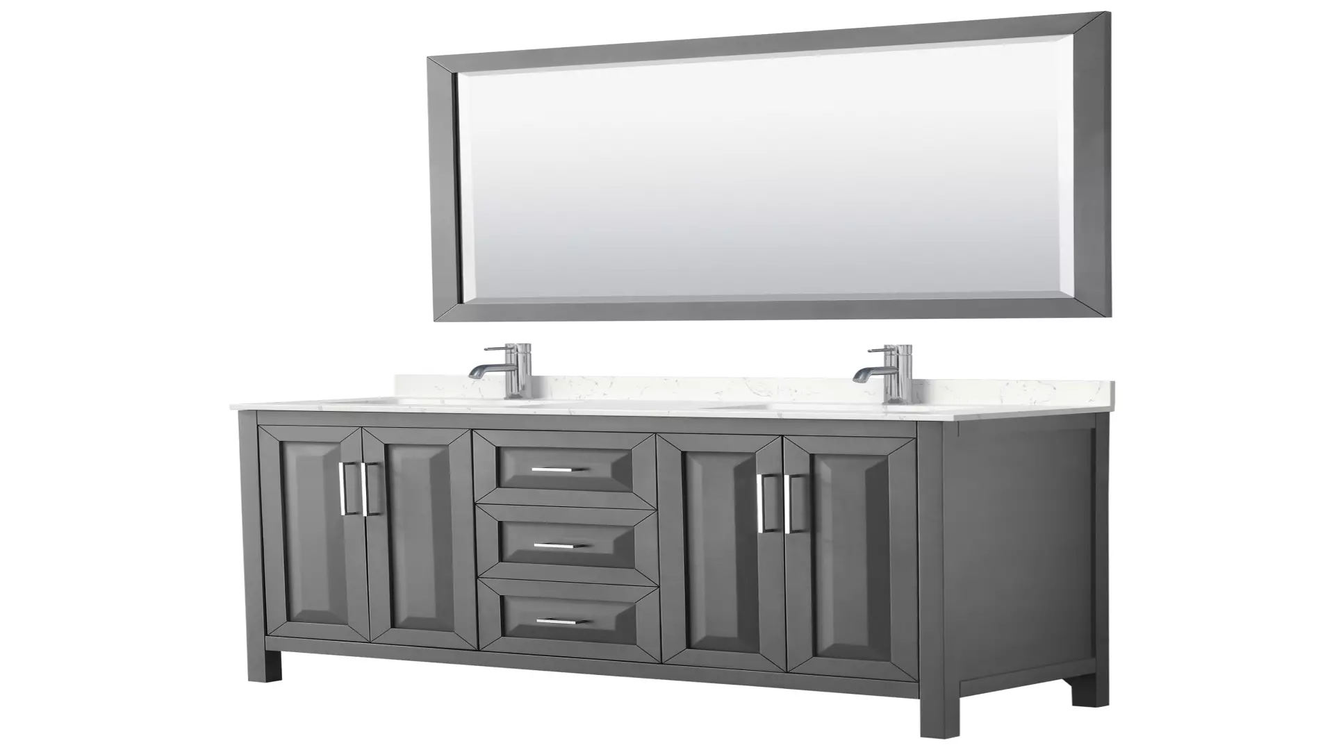 Daria 60 Inch Double Bathroom Vanity in Dark Gray, Carrara Cultured Marble Countertop, Undermount Square Sinks, 58 Inch Mirror material