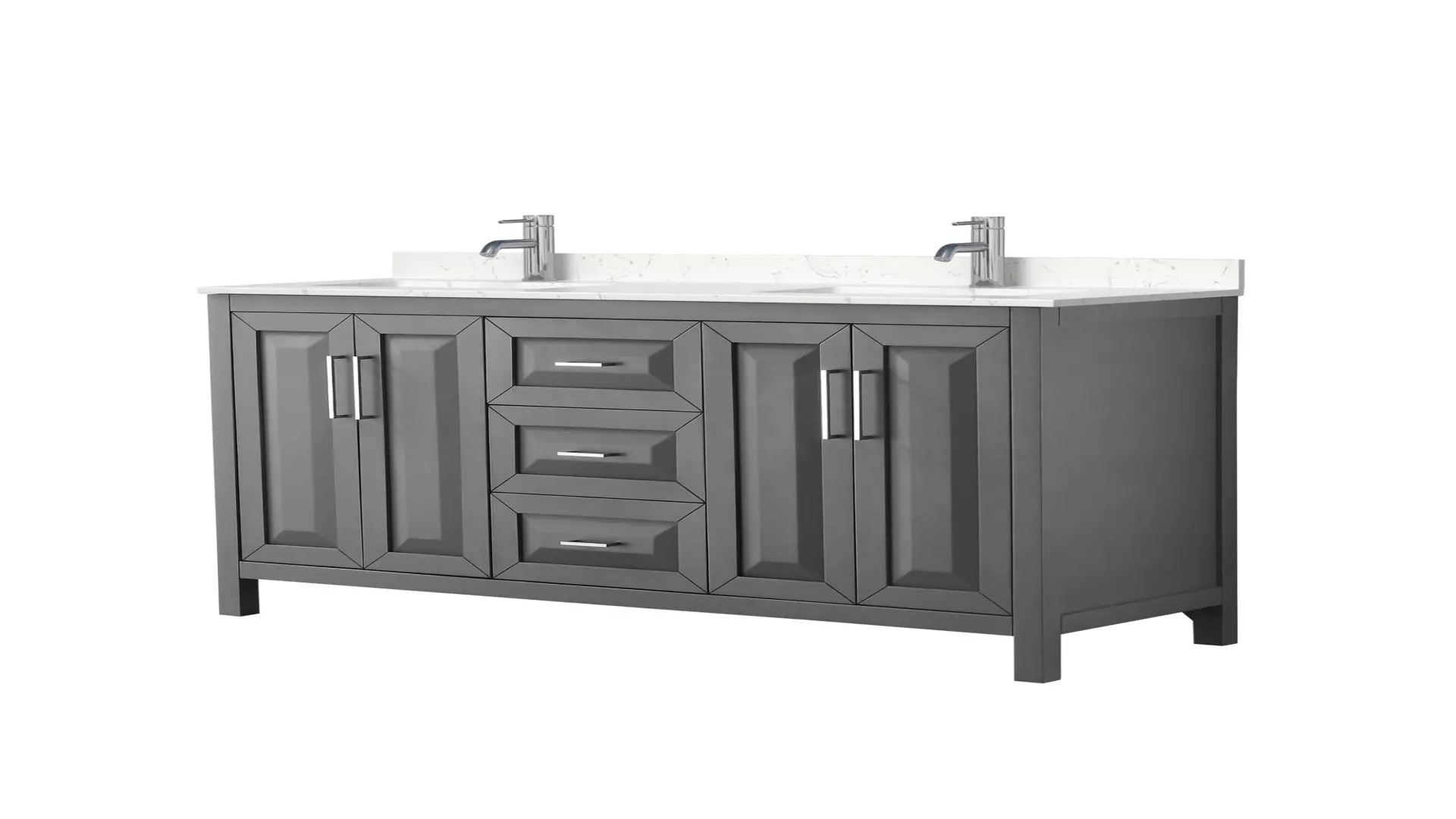 Daria 60 Inch Double Bathroom Vanity in Dark Gray, Carrara Cultured Marble Countertop, Undermount Square Sinks, No Mirror material