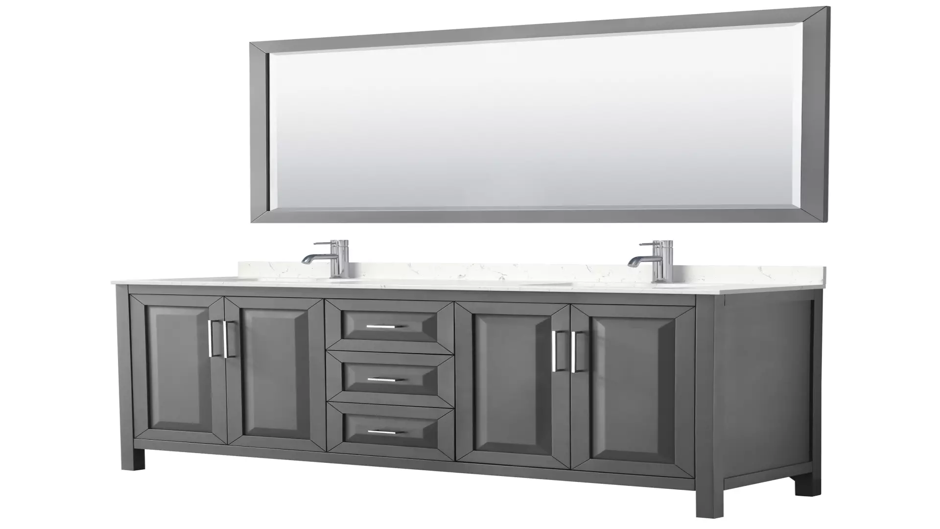 Daria 72 Inch Double Bathroom Vanity in Dark Gray, Carrara Cultured Marble Countertop, Undermount Square Sinks, 70 Inch Mirror material