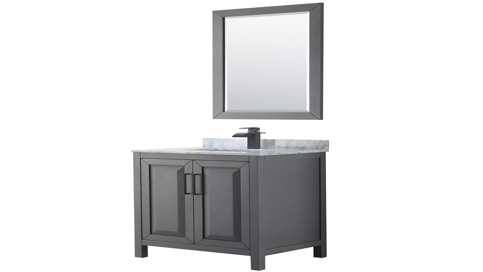 Daria 30 Inch Single Bathroom Vanity in Dark Gray, White Carrara Marble Countertop, Undermount Square Sink, Matte Black Trim, 24 Inch Mirror material